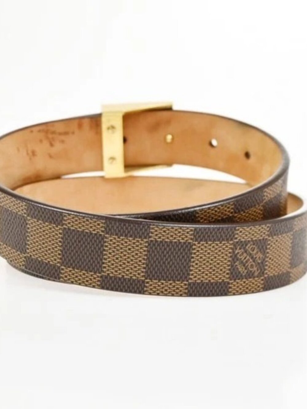 LOUIS VUITTON Santure Carre Belt Damier Ebene Brown GHW France M6802 32KC589 - Picture 3 of 12